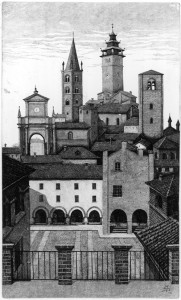 Sicchiero, Terrazza su Chieri, 1993, acquaforte, mm 325x194 (2)