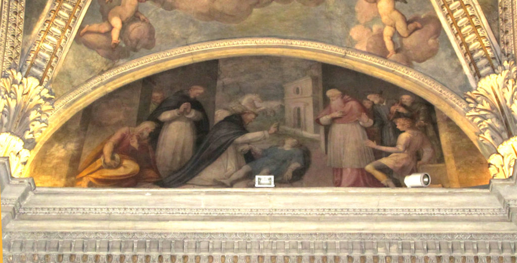 Guglielmo Caccia (Il Moncalvo). San Domenico risuscita Napoleone Orsini (1615 ca.)