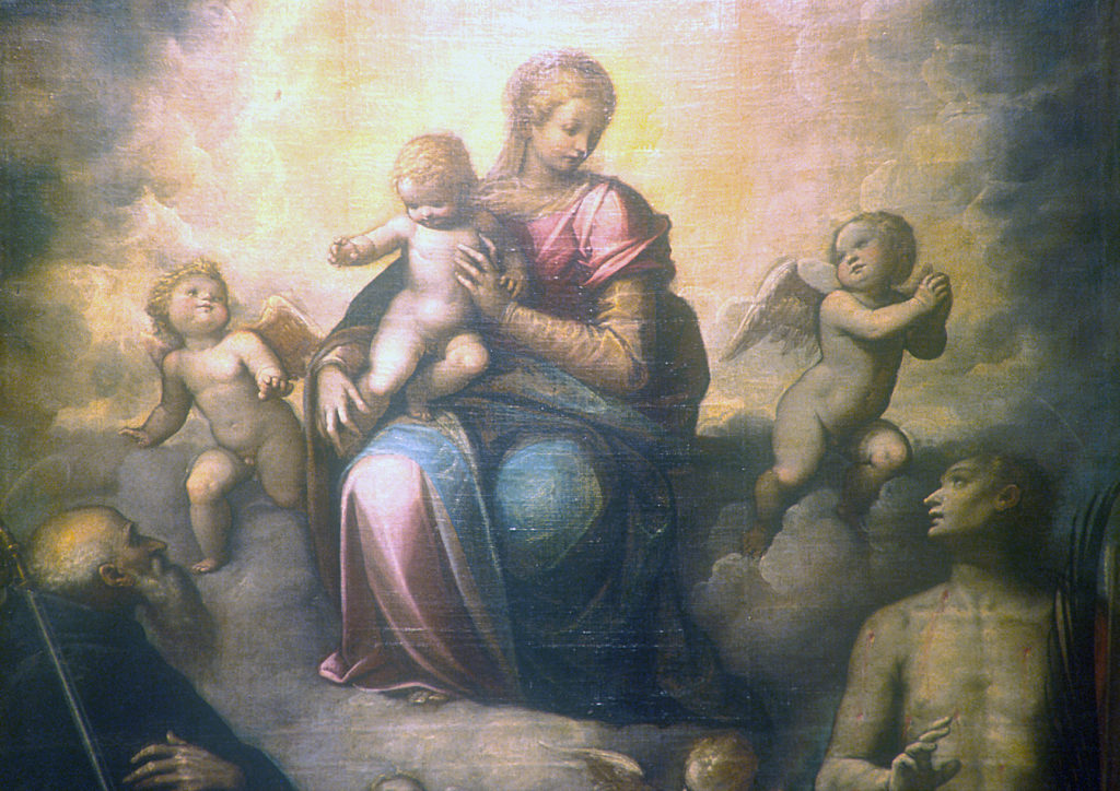 CACCIA Guglielmo (detto Il Moncalvo), Madonna col Bambino e i Santi Antonio e Sebastiano (1615 ca.)