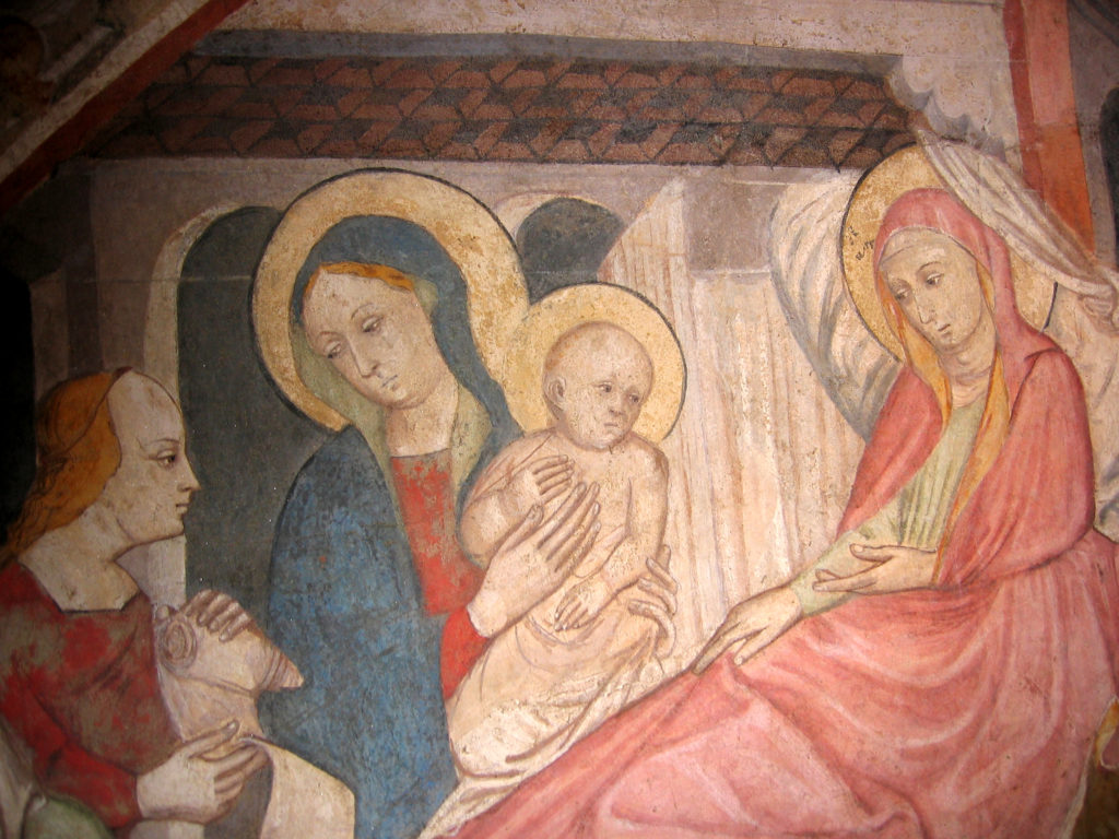 AUTORI ANONIMI. Ciclo di affreschi sulla vita di San Giovanni Battista (inizio sec. XV) - Natività di Giovanni Battista