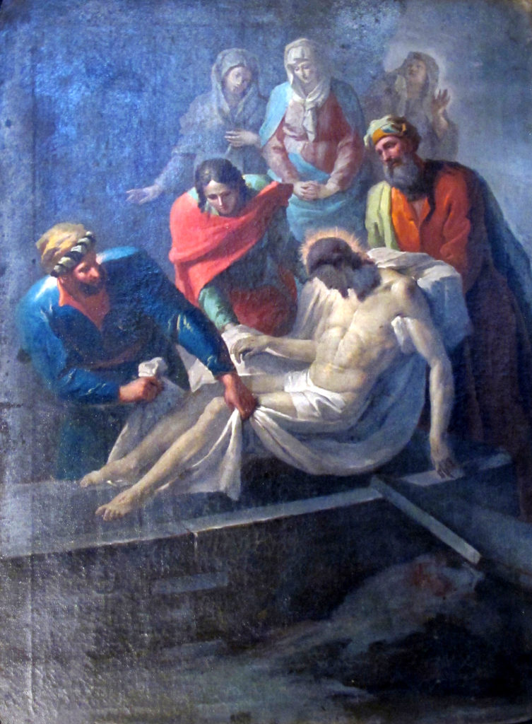 Via Crucis. XIV staz. Il corpo di Gesù deposto nel sepolcro.