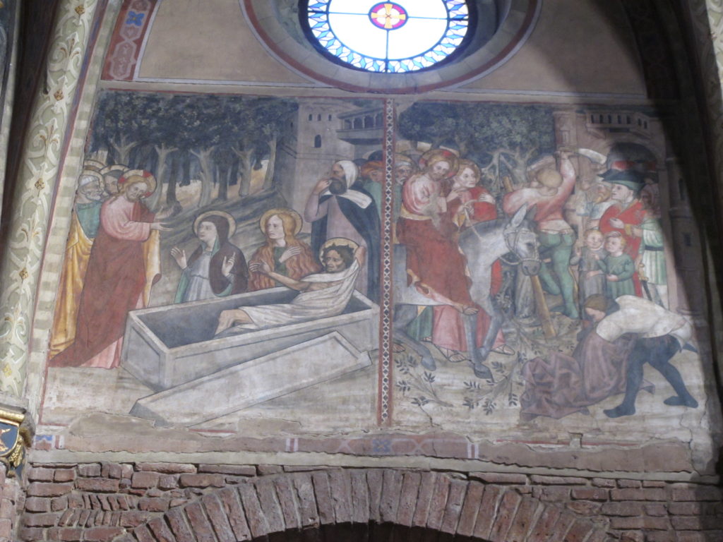 FANTINI Guglielmetto. Ciclo della Passione di Cristo (1432-1435) - Resurrezione di Lazzaro - Ingresso di Gesù in Gerusalemme