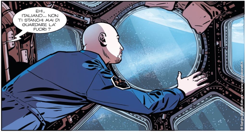 Luca Parmitano disegnato da Sergio Giardo