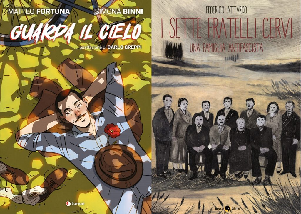Guarda il cielo di Matteo Fortuna e Simona Binni Tunué e I sette fratelli Cervi di Federico Attardo BeccoGiallo
