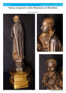 Statua reliquiario della Madonna col BambinoRetro e particolari